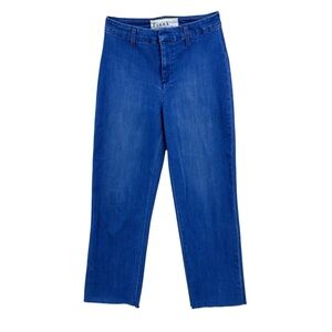 FRANK & EILEEN Kinsale High Rise Jean Crop Raw Hem Denim Blue